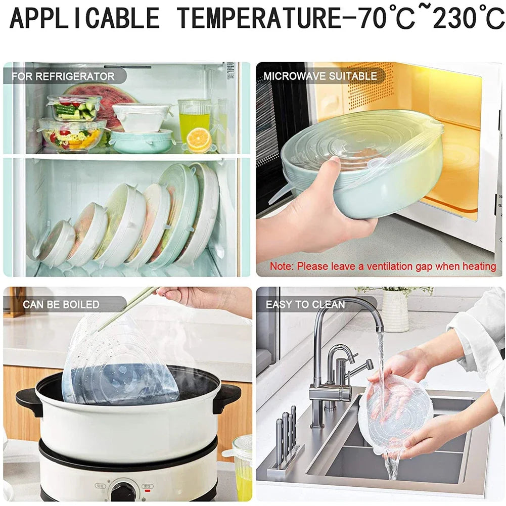 6PCS Silicone Cover- Microwave Safe